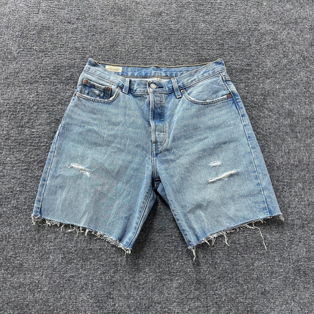 Levis Shorts Womens Size29 Light Wash 501 Premium Cutoff Distressed Denim Cotton